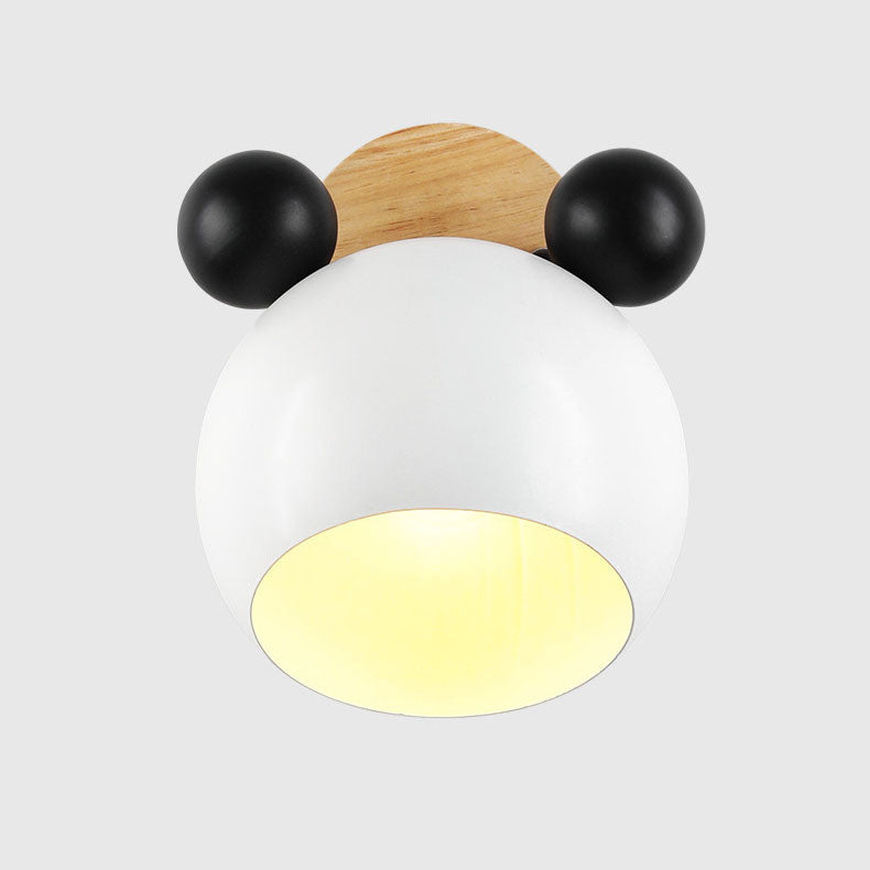 Nordic Cartoon Bear Dome 1-Light Kids Wall Sconce Lamp for Nursery, Children's Room Lighting, Playroom Decor, Cute Animal Wall Light, Adjustable LED, Ceiling Mount, Soft Nightlight, Baby Room Wall Fixture, Unique Kids' Bedroom Decor, Eco-Friendly Design