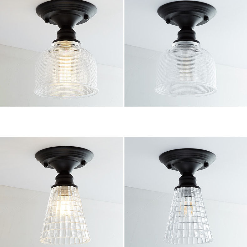 Contemporary Nordic Iron Glass Floral Round Geometry Semi-Flush Mount Light for Living Room & Bedroom