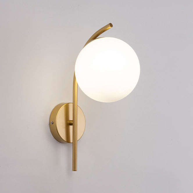 Nordic Arc Glass Globe Wall Sconce - 1-Light Modern Lighting Fixture, Scandinavian Style, Adjustable Mood Light for Living Room, Bedroom, Hallway Decor, Sleek Home Accent