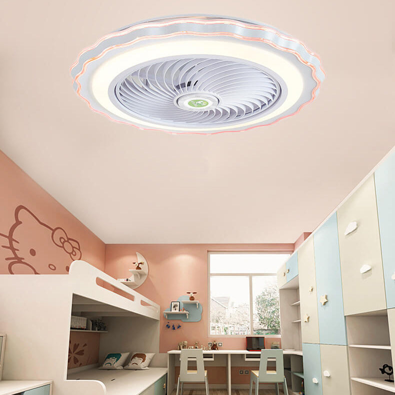 Modern Round Flower LED Flush Mount Ceiling Fan Light