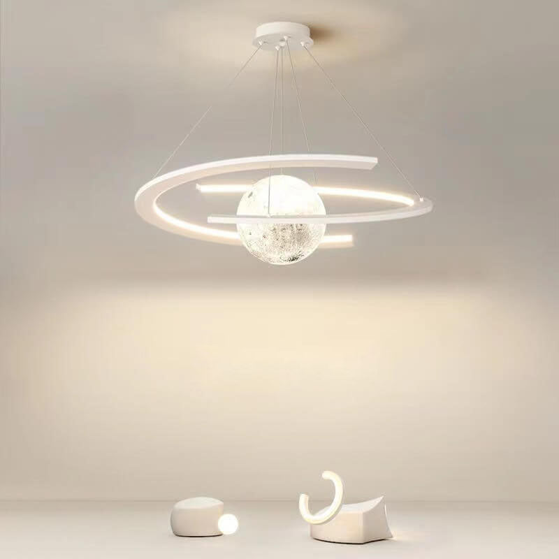 Nordic Minimalist Kids Wrought Iron Planet LED Chandelier, Modern Children’s Light Fixture, Space Planet Decor, Bedroom Ceiling Lamp, Adjustable Height Pendant, Creative Lighting for Nursery, Playroom, Kids’ Room, Energy-Efficient LED, Unique Planetary De