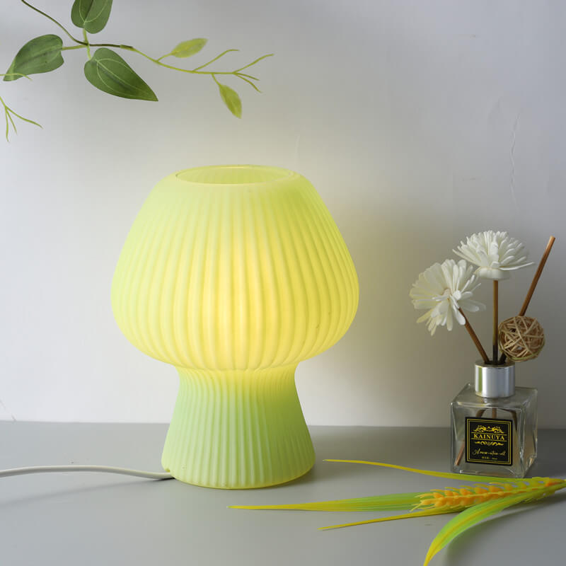 Modern Minimalist Mushroom 1-Light Glass Table Lamp for Bedside, Stylish Nightstand Lighting, Contemporary Home Decor, Elegant Glass Shade, LED Compatible, Small Space Accent Light, Chic Bedroom Lamp