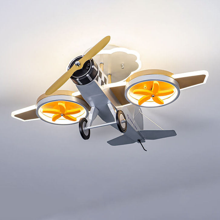 Creative Cartoon Airplane Iron Acrylic LED Kids Semi-Flush Mount Ceiling Light - Children's Room Decor, Playroom Lighting, Airplane-themed Light Fixture, Nursery Ceiling Lamp, Kid's Bedroom Illumination, Airplane Design LED Light, Unique Children's Ceilin