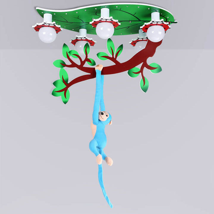 Contemporary Monkey Leaf Acrylic 5-Light Flush Mount Ceiling Light for Kids' Bedroom