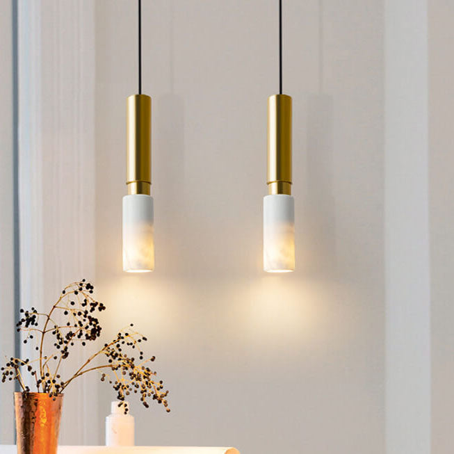 Contemporary Nordic Marble Terrazzo Pendant Light - Modern 1-Light Metal Fixture for Living Room