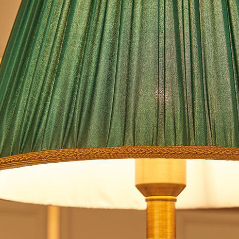 Vintage European Pleated Fabric Shade Floor Lamp with Ceramic Base 1-Light
