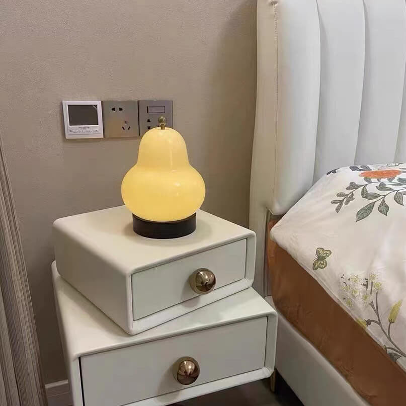 Traditional French Cream Pear Shape LED Touch Table Lamp Rechargeable for Bedroom