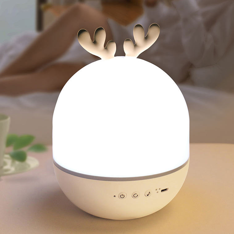 Contemporary Round Rabbit Deer ABS LED Table Lamp for Kids Bedroom Nightlight, Cute Animal Design for Nursery, Eco-Friendly Lighting, Adjustable Brightness, Perfect Birthday Gift for Children