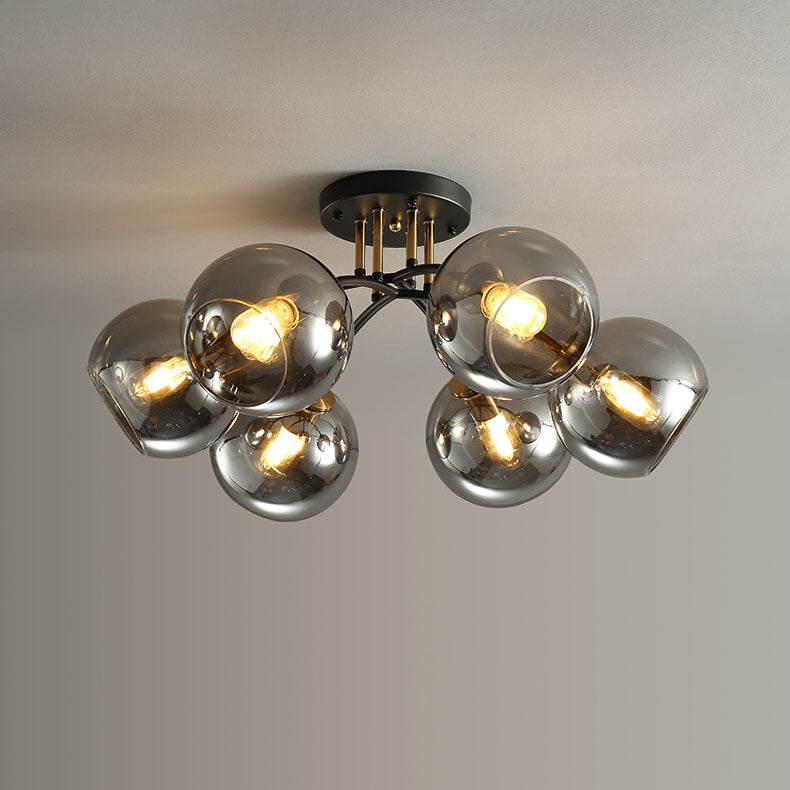 Modern Luxury Iron Glass Magic Bean Semi-Flush Mount Ceiling Light - 4/6/8 Lights for Bedroom