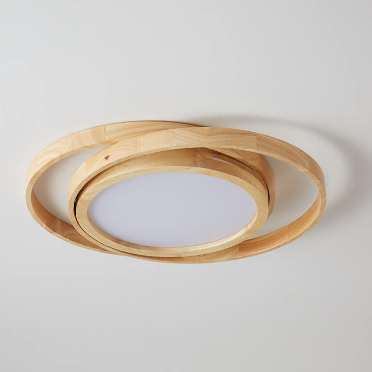 Minimalist Wood Circle LED Flush Mount Ceiling Light