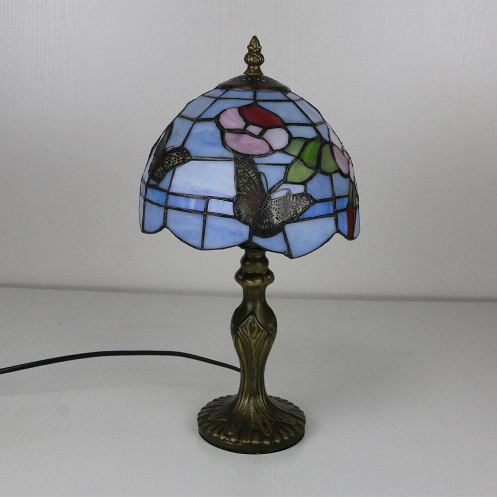 Vintage Tiffany Animal Flower Decoration Stained Glass Dome 1-Light Table Lamp, Tiffany Style Lighting, Stained Glass Lamp, Animal Design Table Lamp, Vintage Home Decor, Decorative Lighting, Unique Gift Idea, Elegant Lamp for Living Room, Antique-Inspired