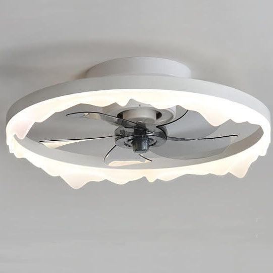 Minimalist Round Acrylic LED Semi-Flush Mount Ceiling Fan Light