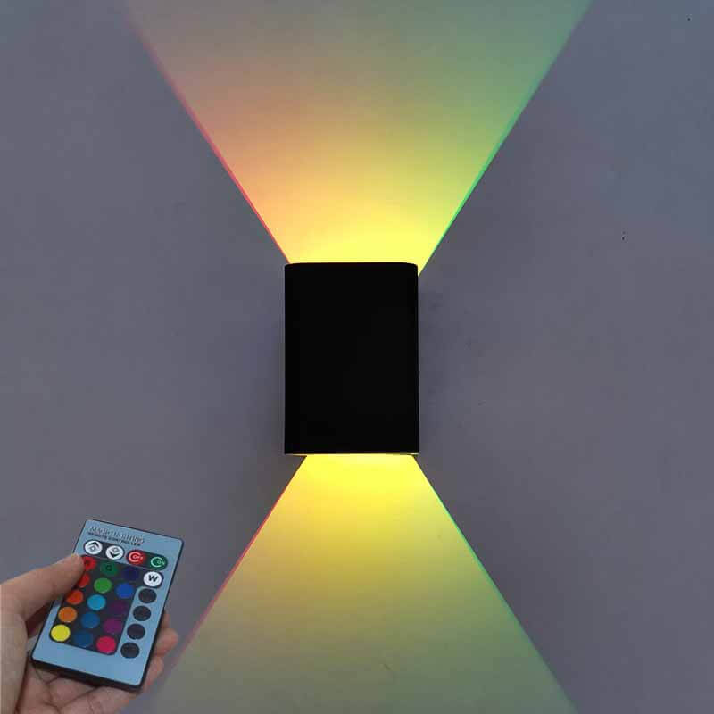 Modern Square Aluminum LED RGB Wall Sconce Lamp with Adjustable Colors and Brightness