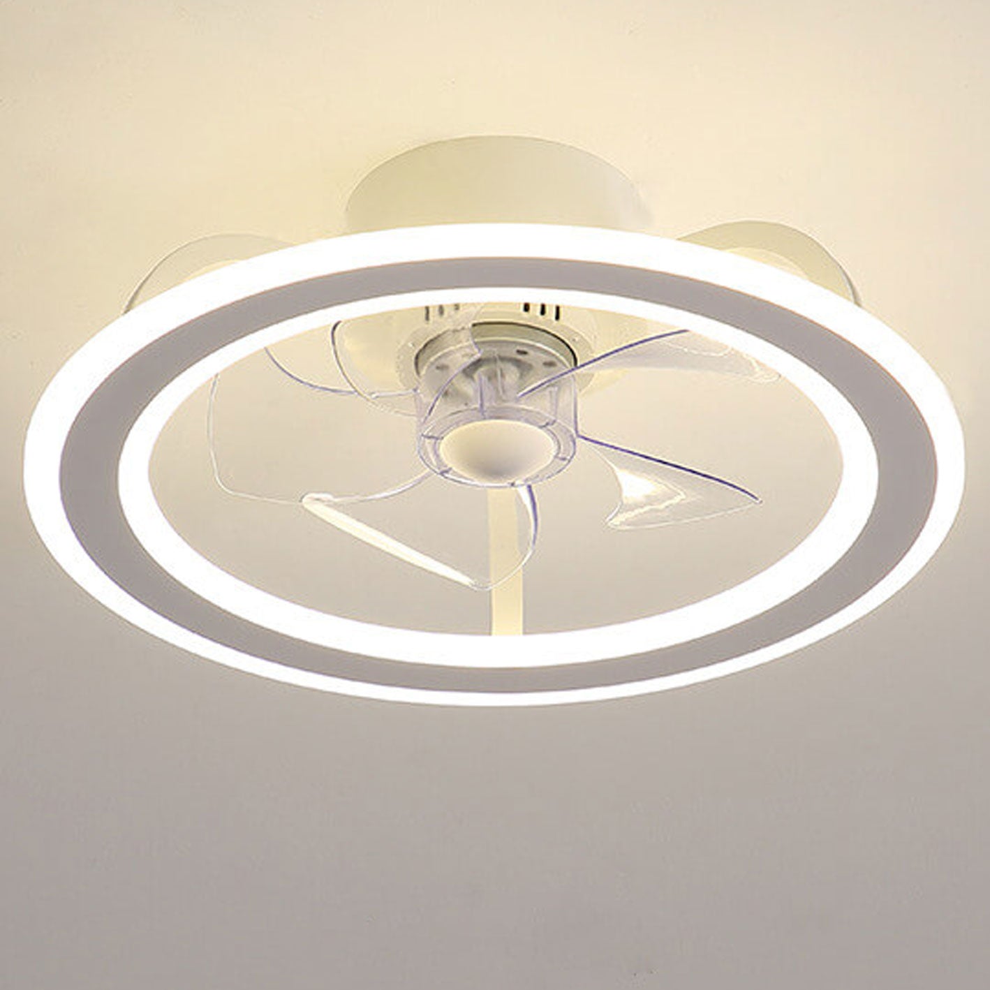 Nordic Creative Round LED Semi-Flush Mount Ceiling Fan Light Fixture