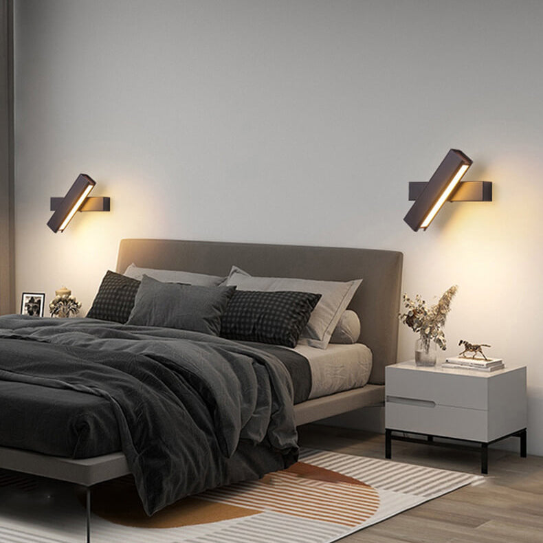 Modern Minimalist LED Wall Sconce - Rectangular Aluminum & Wood Design