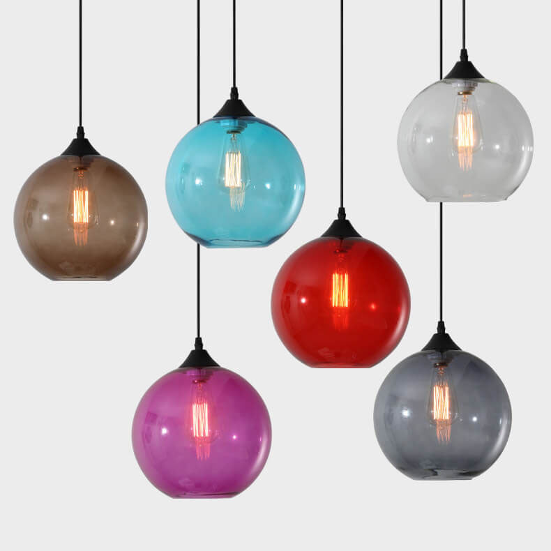 Modern Minimalist Stained Glass Iron 1-Light Pendant for Living Room