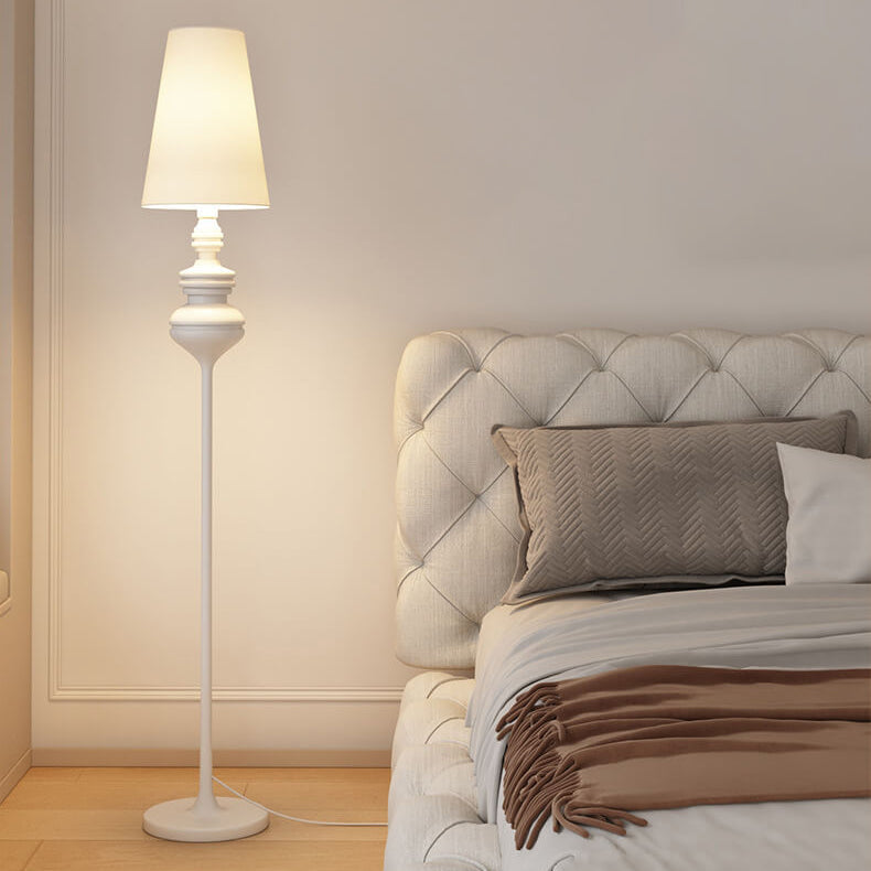Modern Transitional Fabric Cone Iron Base Floor Lamp - 1-Light for Living Room