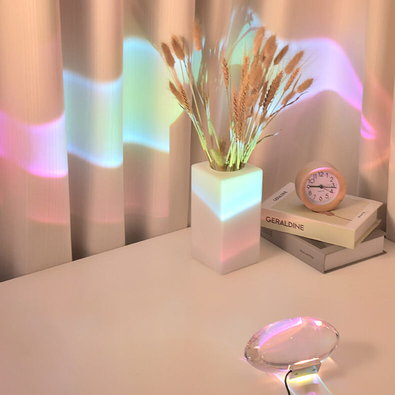 Crystal Projection Angel Eye LED Table Lamp - Decorative Night Light, Unique Home Decor, Mood Lighting for Bedroom, Artistic Projection Lamp, Gift Idea for Adults and Kids