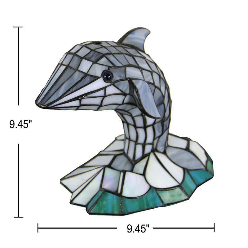 Tiffany Creative Animal Stained Glass 1-Light Decorative Table Lamp, Unique Art Nouveau Style, Vintage Tiffany Lamp, Handmade Stained Glass Lighting, Decorative Home Accent, Artistic Table Lamp for Living Room, Bedroom, Office, Kids Room, Gift Idea for An