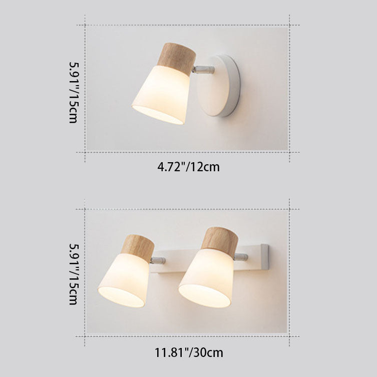Modern Minimalist Horn Vanity Light Sconce - Rubber Wood & Iron Glass 1/2 Light Lamp