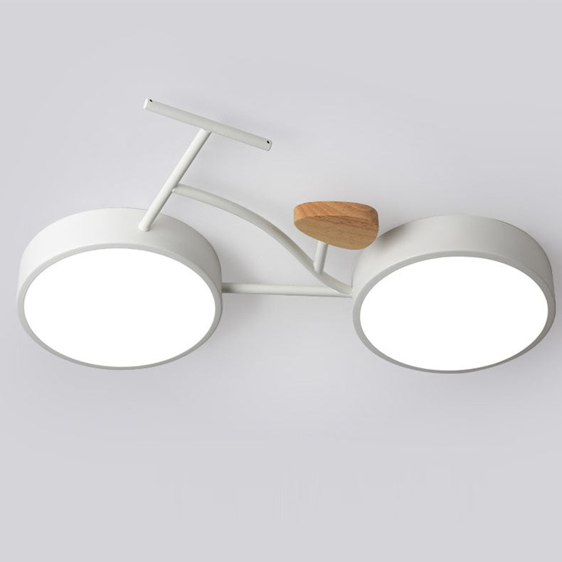 Contemporary Creative Bicycle Acrylic Wood LED Kids Flush Mount Ceiling Light for Living Room, Playroom, Bedroom, Children's Room, Decorative Lighting, Unique Design Ceiling Fixture, Eco-Friendly Home Decor, Modern Kids Room Lighting, Fun Bicycle-Themed C