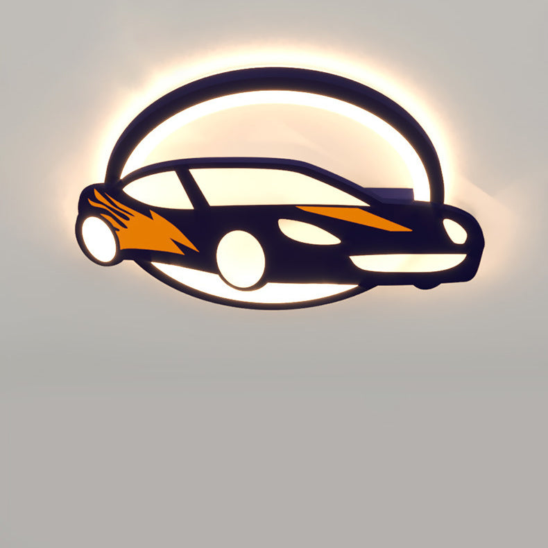 Contemporary Creative Iron Acrylic Cartoon Sports Car LED Kids Flush Mount Ceiling Light Bedroom Lighting Playroom Decor Childrens Room Ceiling Fixture Bright Colorful Design Energy Efficient Lighting Kids Room Ceiling Light Fixture Fun Sports Car Theme A
