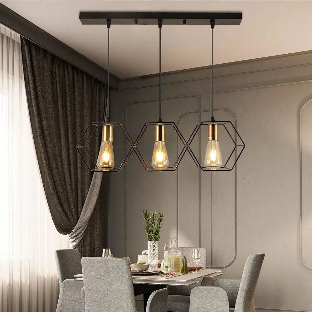 Contemporary Industrial 3/5 Light Iron Island Chandelier for Living & Dining Rooms