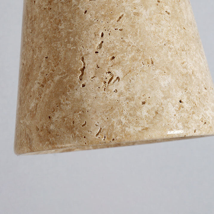 Japanese Minimalist Round Yellow Travertine 1-Light Semi-Flush Mount Ceiling Light