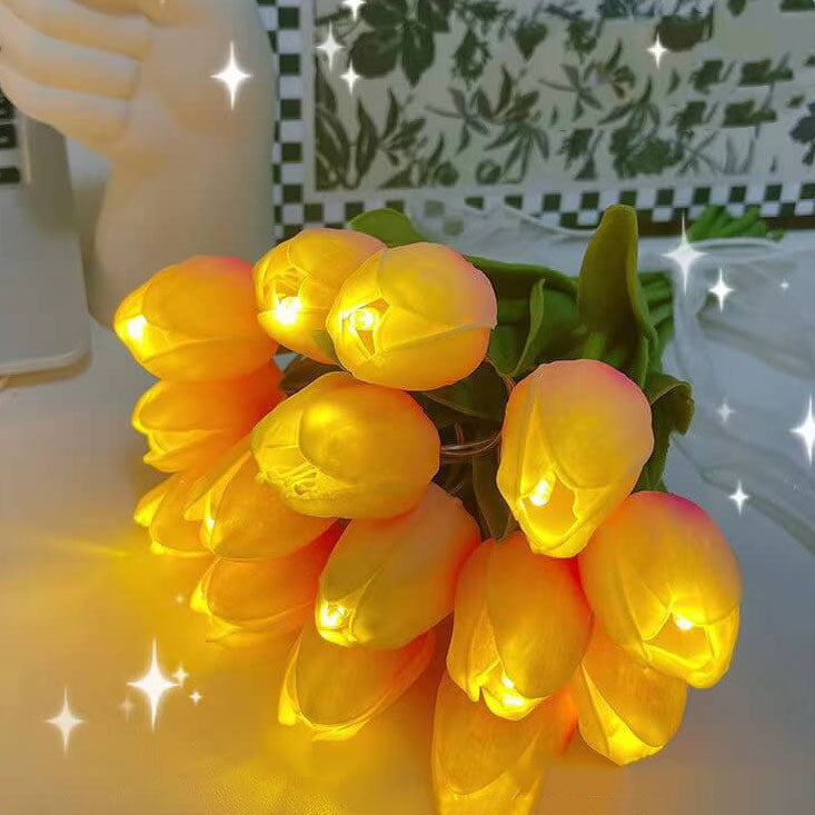Tiffany-Style LED Tulip Table Lamp - Vintage Floral Design Lighting