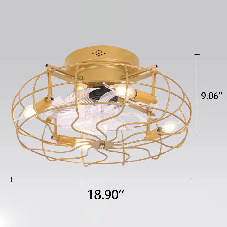 Industrial Retro Tungsten 4-Light Flush Mount Ceiling Fan Light