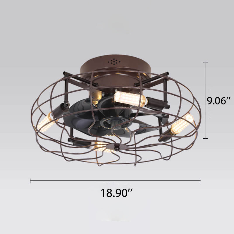 Industrial Retro Tungsten 4-Light Flush Mount Ceiling Fan Light