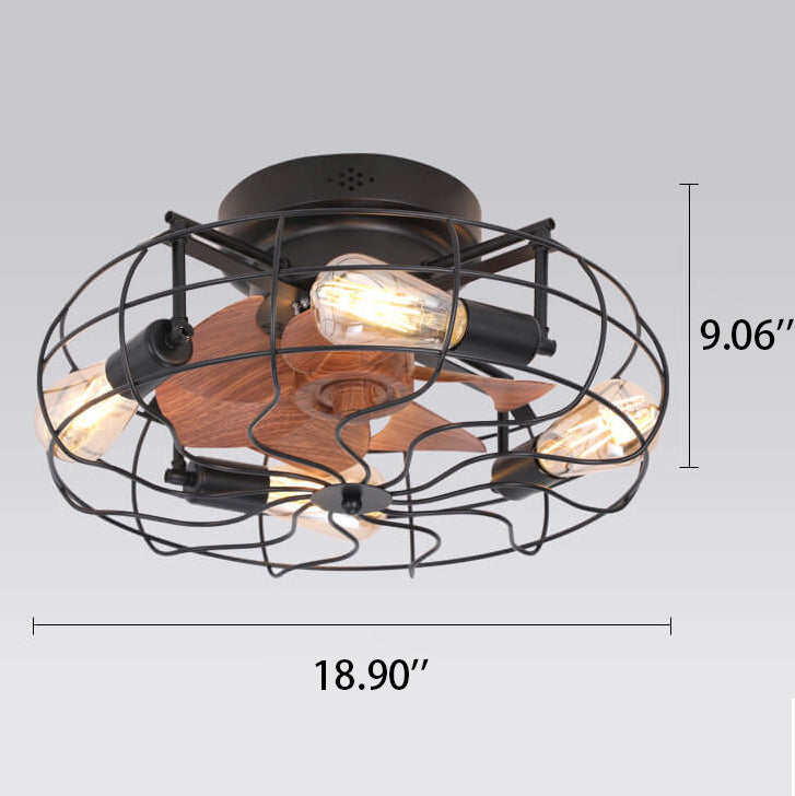 Industrial Retro Tungsten 4-Light Flush Mount Ceiling Fan Light