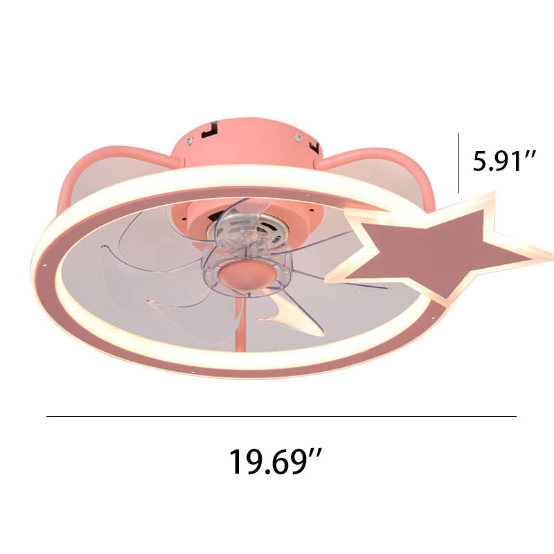 Child-Friendly Star Dolphin LED Ceiling Fan Light - Quiet Flush Mount Design