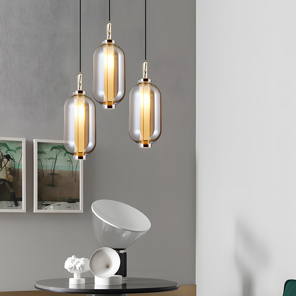Post-Modern Amber Glass Pendant Light – 1-Light Hanging Lamp