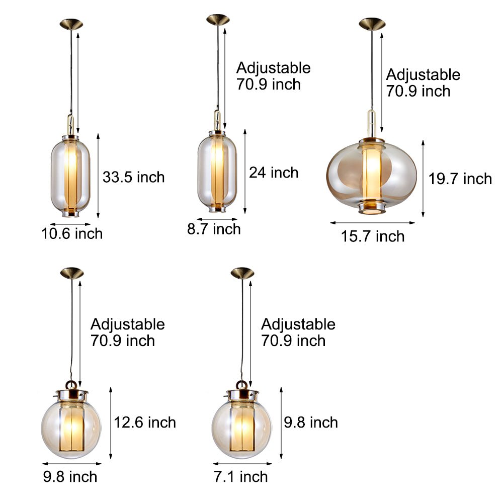 Post-Modern Amber Glass Pendant Light – 1-Light Hanging Lamp