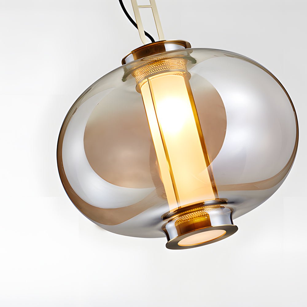 Post-Modern Amber Glass Pendant Light – 1-Light Hanging Lamp