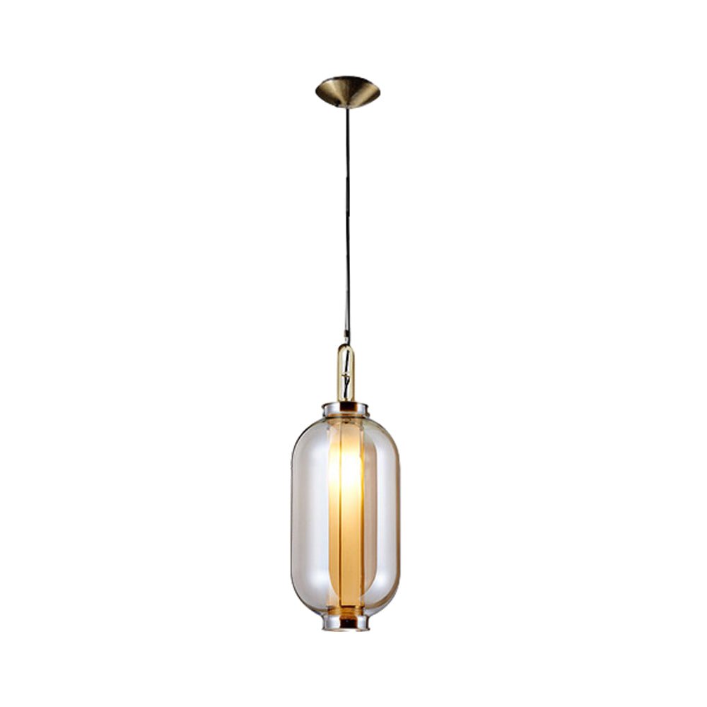 Post-Modern Amber Glass Pendant Light – 1-Light Hanging Lamp