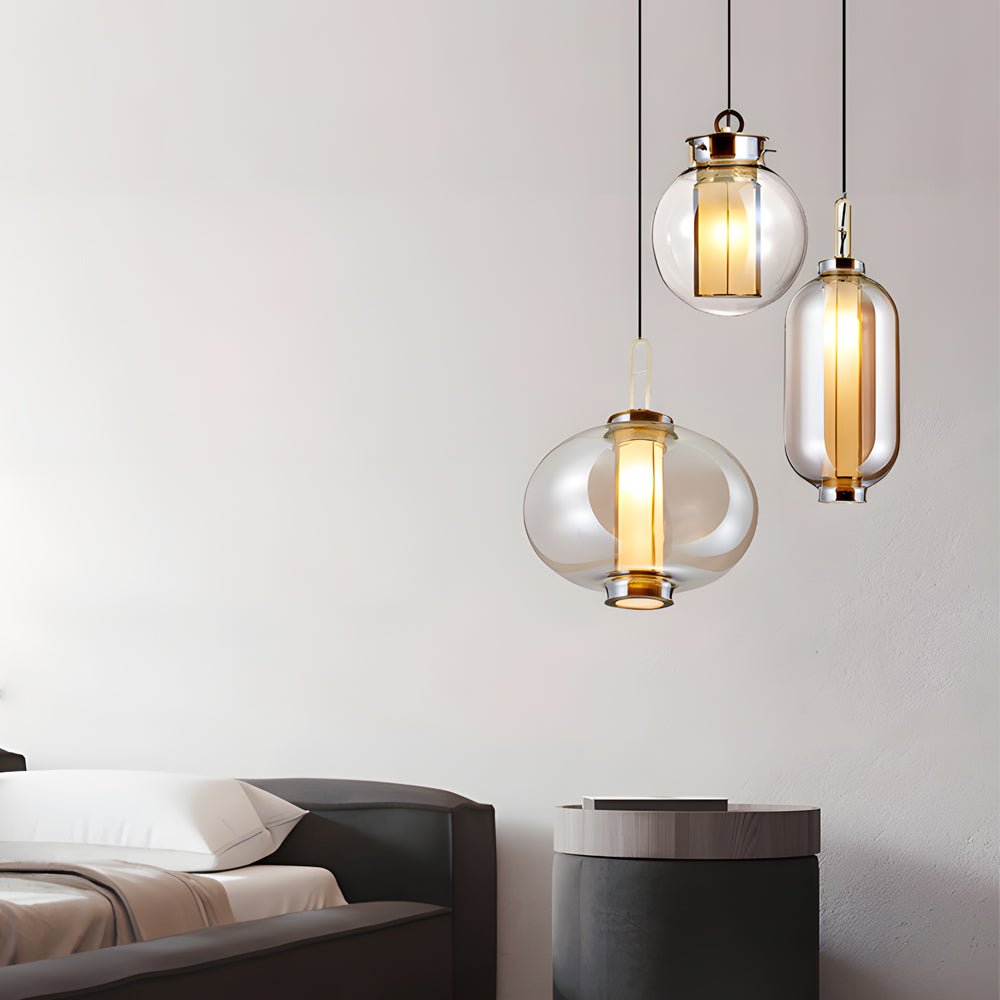 Post-Modern Amber Glass Pendant Light – 1-Light Hanging Lamp