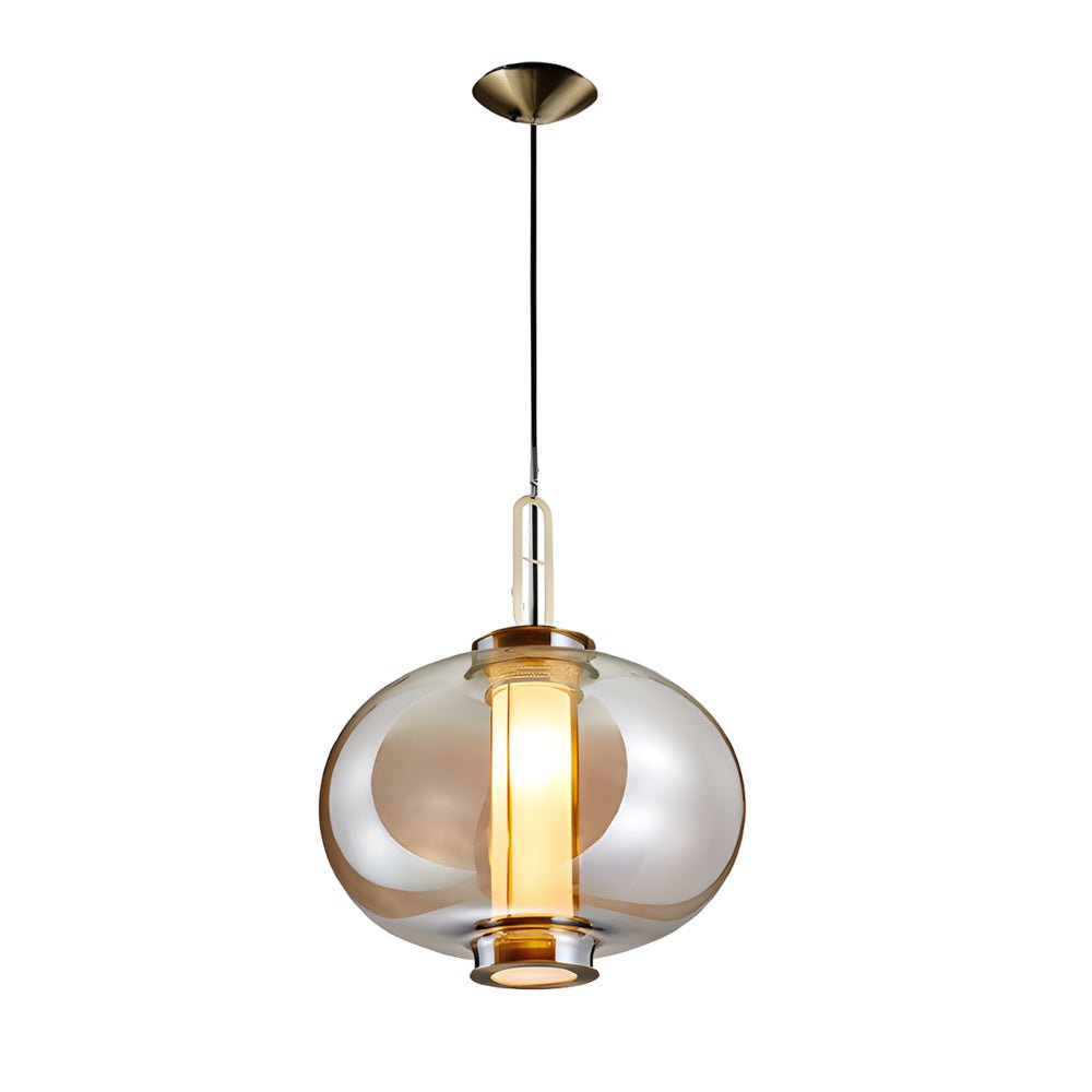 Post-Modern Amber Glass Pendant Light – 1-Light Hanging Lamp