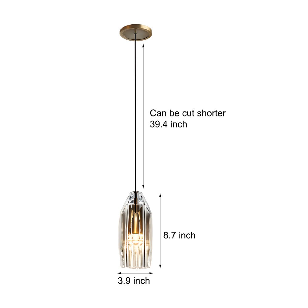 1-Light Clear Geometric Pendant Light with Crystal Accents