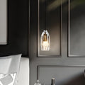 1-Light Clear Geometric Pendant Light with Crystal Accents