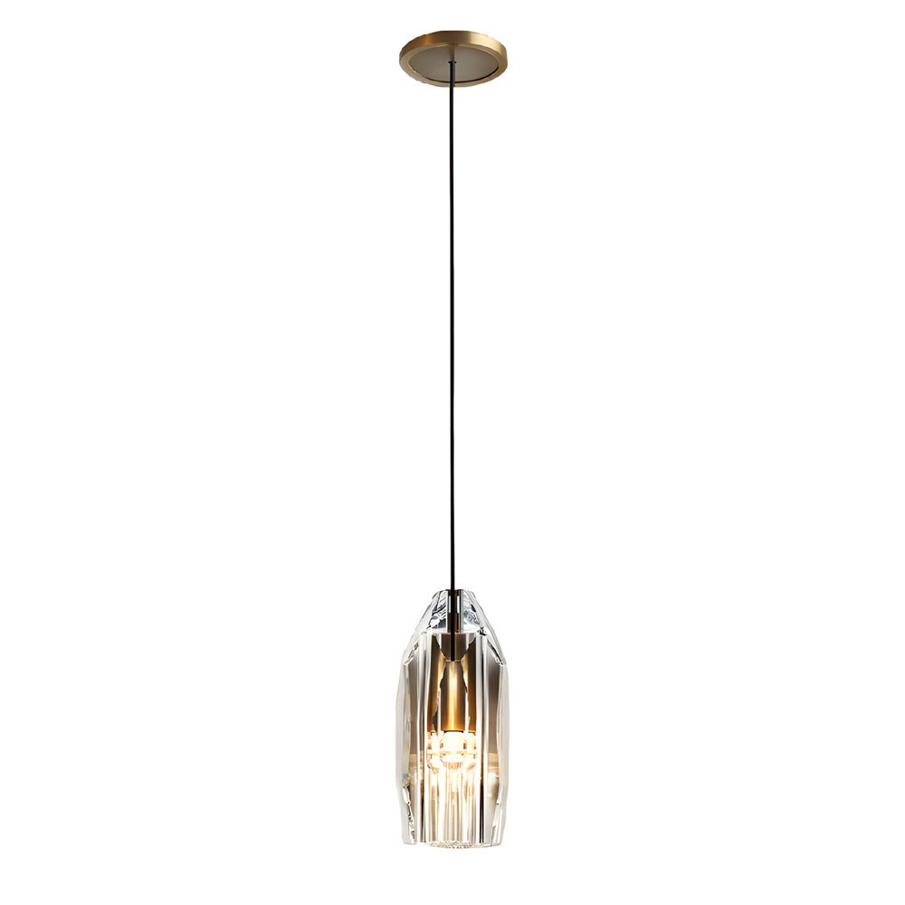 1-Light Clear Geometric Pendant Light with Crystal Accents