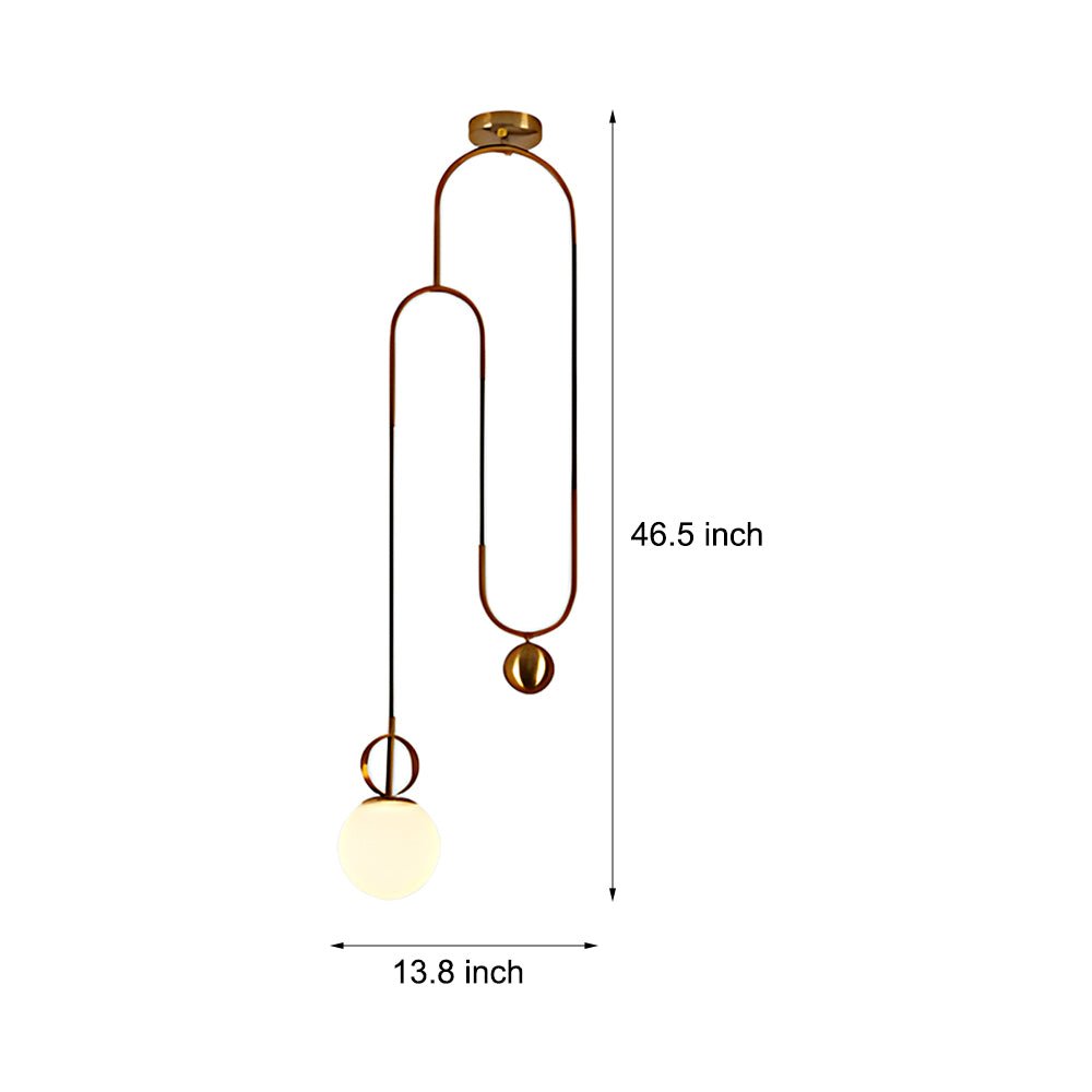 1-Light Gold Opal Glass Globe Pendant Light - Modern Ceiling Fixture