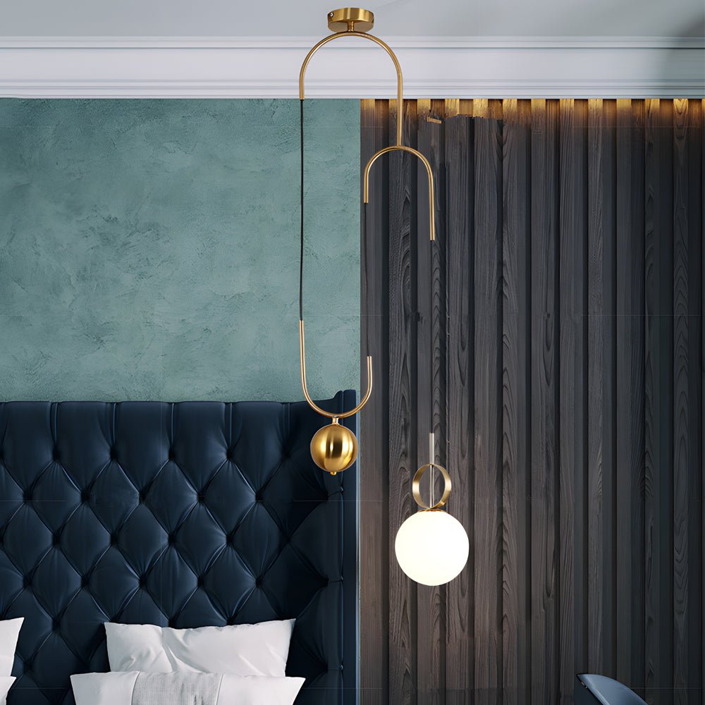 1-Light Gold Opal Glass Globe Pendant Light - Modern Ceiling Fixture