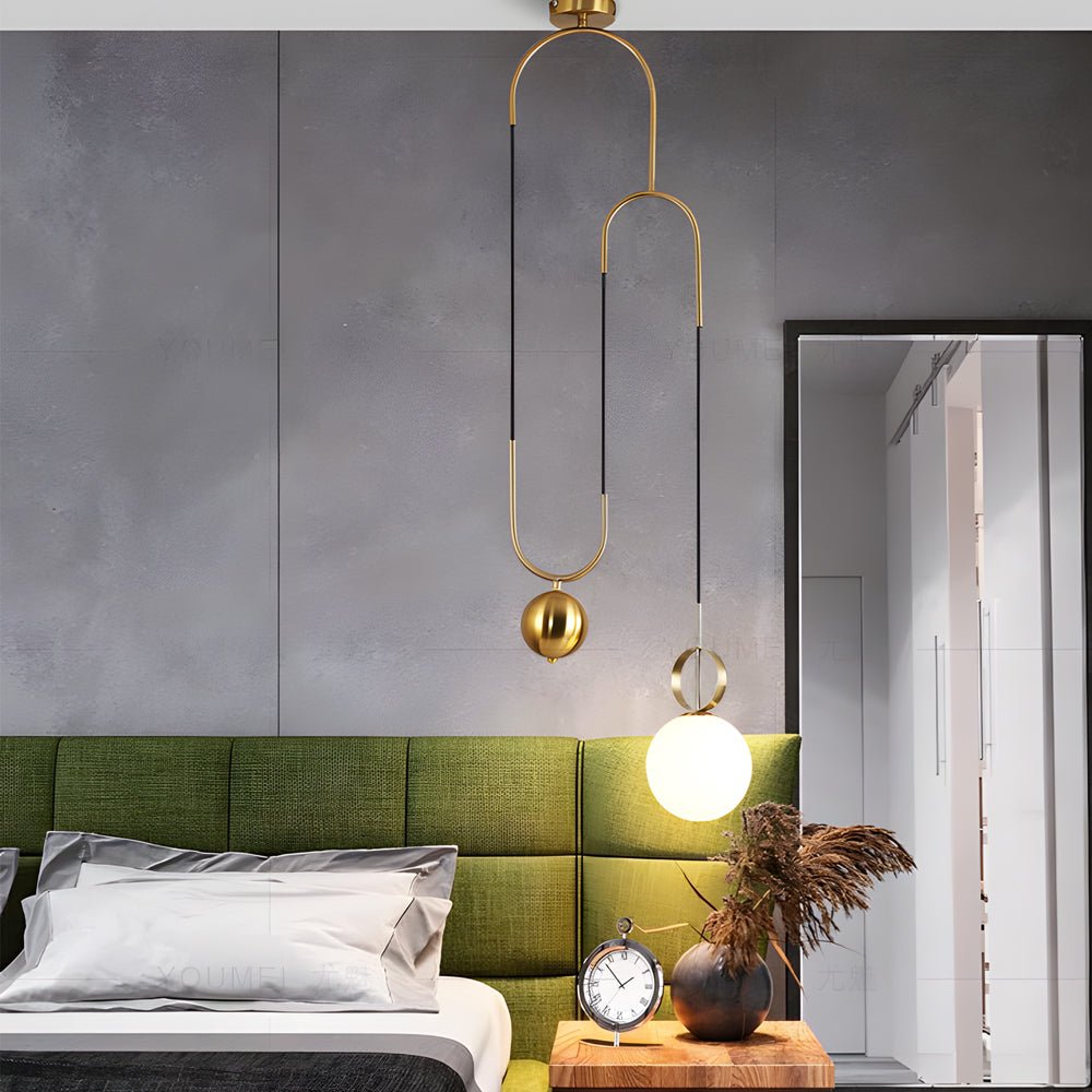 1-Light Gold Opal Glass Globe Pendant Light - Modern Ceiling Fixture