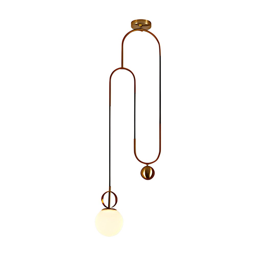 1-Light Gold Opal Glass Globe Pendant Light - Modern Ceiling Fixture