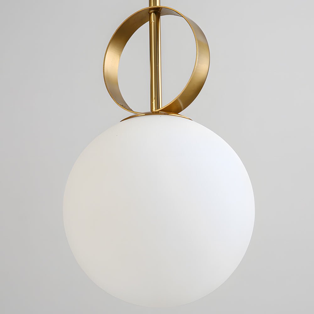 1-Light Gold Opal Glass Globe Pendant Light - Modern Ceiling Fixture