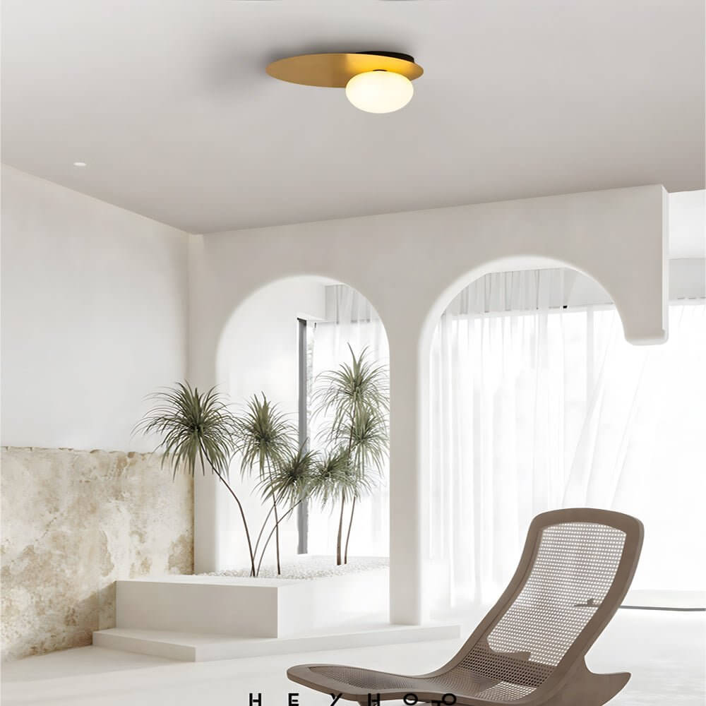 1-Light LED Oval Metal White Glass Flush Mount Ceiling Light - Modern Ceiling Fixture, Energy Efficient, Home Lighting, Stylish Design