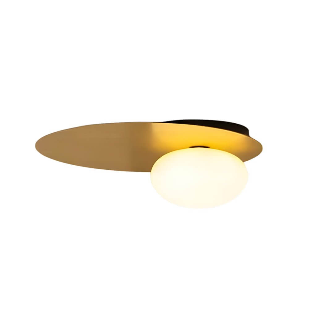 1-Light LED Oval Metal White Glass Flush Mount Ceiling Light - Modern Ceiling Fixture, Energy Efficient, Home Lighting, Stylish Design