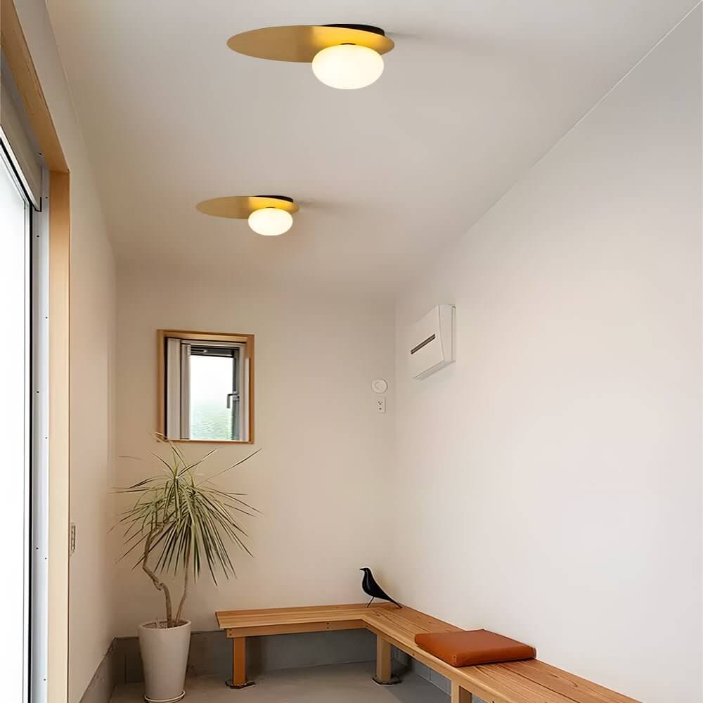 1-Light LED Oval Metal White Glass Flush Mount Ceiling Light - Modern Ceiling Fixture, Energy Efficient, Home Lighting, Stylish Design
